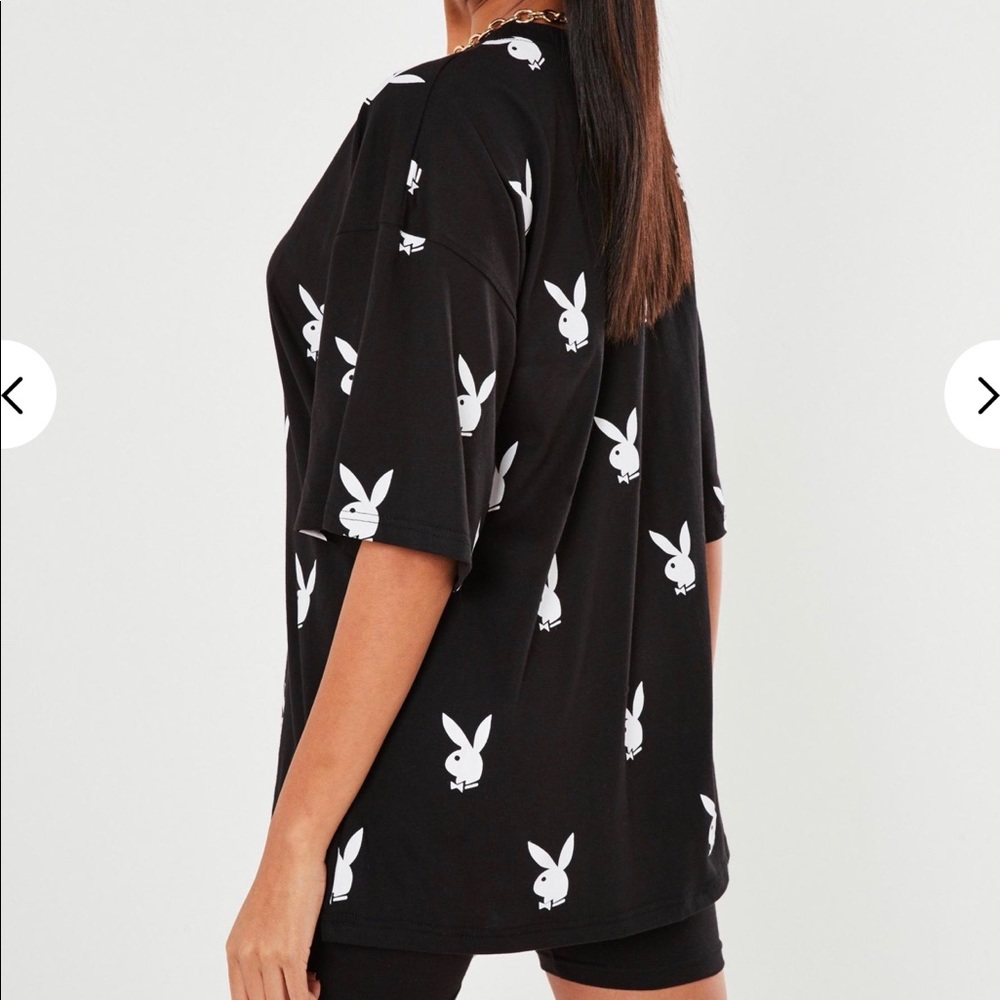 Playboy Black Repeat Bunny Oversized T-Shirt - Picture 4 of 5